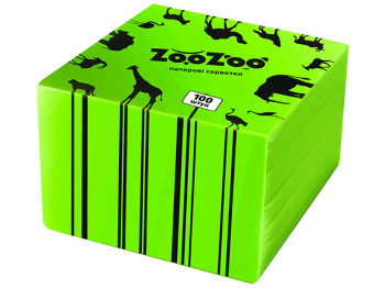 Салфетки бумажные ZooZoo столовые, однослойные 24х23см зеленые (цена за упаковку 100шт)