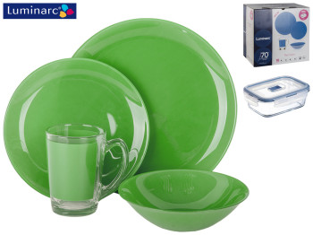 Сервиз столовый Luminarc Simply Bold салатовый 16 предметов+контейнер 820мл 01880