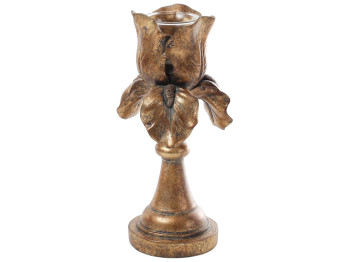 Подсвечник Ирис со стеклянной колбой, 25,5см, цвет – бронза