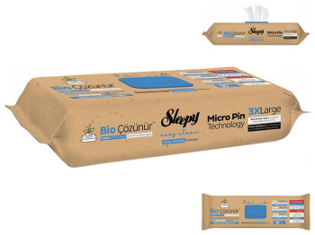 Салфетки влажные для уборки Sleepy Bio Easy Clean, с морской солью, биоразлагаемые, 30x22см, 50шт