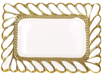 Блюдо сервировочное Tiffany, прямоугольное, с золотым кантом, 25×17.7×3 см