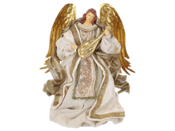 Фигура рождественская Ангел, комбинированные материалы, 23×15×26см, цвет белый с золотом