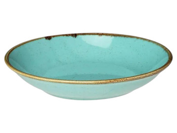 Тарелка глубокая фарфоровая Turquoise, 21см, бирюзовая