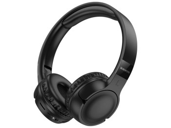 Bluetooth стерео гарнітура Borofone BO32, складні, bluetooth 5.4, type-c/aux, 200mAh, колір чорний