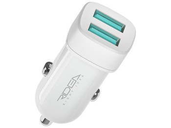 Автомобильное Зарядное Устройство Ridea RCC-21012 Grand 2USB 2.4 A, Белый