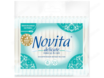 Палочки ватные Novita Delicate в полиэтиленовом пакете, 200шт