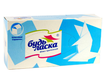 Салфетки косметические "Будь ласка" белые без рисунка брикет 20x20см 80шт (118)
