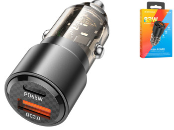 Автомобільний Зарядний Пристрій Borofone BZ20A Smart 83W dual port PD65W+QC18W Колір Чорний