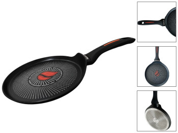 Сковорода млинцева Benson, кований алюміній, антипригарне термоіндикаторне покриття, бакеліт, 22см