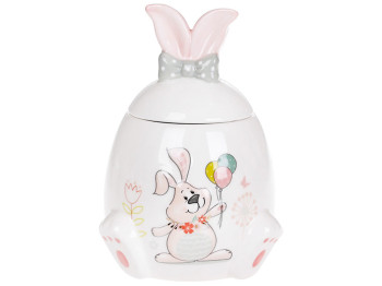 Банка керамическая с объемным рисунком Веселый кролик, 450мл