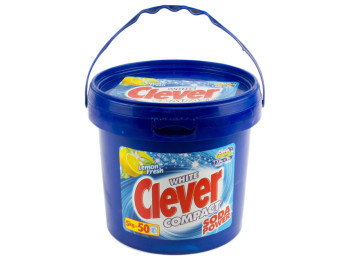Стиральный порошок бесфосфатный Clever "Compact white soda power" (ведро) 5 кг Польша