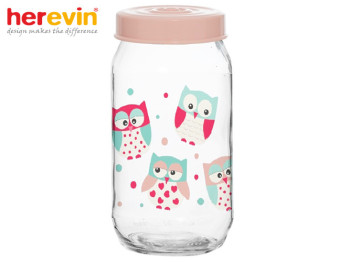 Банка скляна Herevin "Owl" з пластиковою кришкою 1л 51157