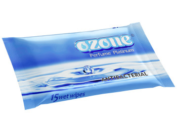 Вологі серветки "OZONE" "З ароматом парфумів Platinum" антібактеріальні 15 шт