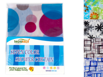 Штора в ванную 1.8x1.8м (расцветки ассорти) 8 колец