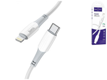 Кабель USB Hoco X70 Ferry PD20W Type C to Lightning, Бiлий
