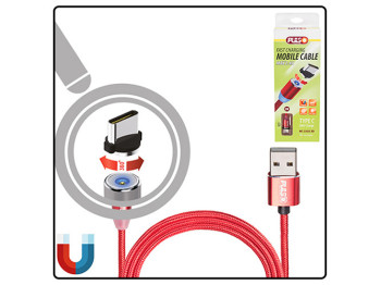 Кабель магнитный PULSO USB - Type C 2,4А, 2m, red (только зарядка)