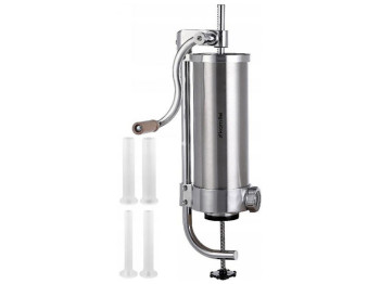 Шприц для начинения колбас вертикальный Kamille с силиконовыми насадками, нержавеющая сталь 3кг