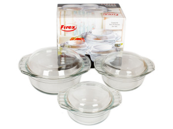 Кастрюли термостекло "Firex" круглые 1л, 1.5л, 2.5л (цена за набор 3 шт)