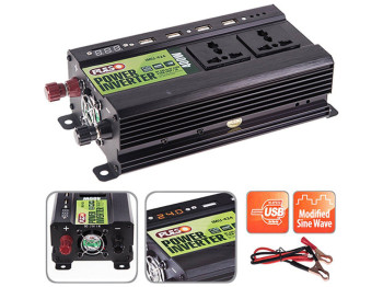 Преобразователь напряжения PULSO (IMU-424) 24V-220V, 400W, 4USB-5VDC2.0A, LED, мод.волна, клеммы