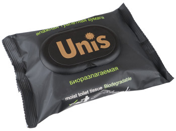 Бумага туалетная влажная Unis Black биоразлагаемая 25шт с клапаном