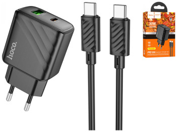 Сетевое Зарядное Устройство Hoco CS23A 1USB/1USB-C PD/QC 30W+Type-C to Type-C Цвет Черный
