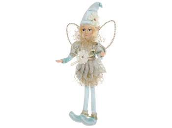 Новогодняя декоративная фигура-подвеска Эльф, 40см, цвет - бирюзовый с шампанью