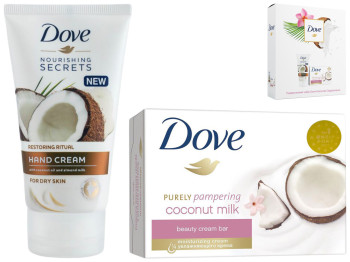 Набір подарунковий Dove "Кокосове задоволення" (крем-мило тверде 135г+крем для рук 75мл)