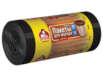 Мусорные пакеты ТМ Помічниця 30л 50шт HDPE, 50см х 60см, черные