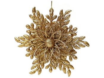 Ёлочное украшение Снежинка 12см, цвет- золото