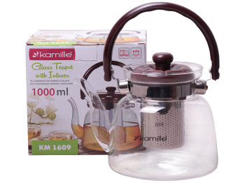 Заварник зі знімним ситечком Kamille 1000мл (скло, пластик)
