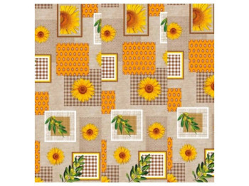 Клеёнка Dekorama пвх, подсолнухи и клетка, 1.40 х 20 м.