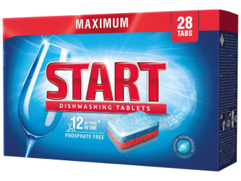 Таблетки для посудомийної машини Start Maximum, безфосфатні, 500г, 22,6×5,7×14,5см, 28шт