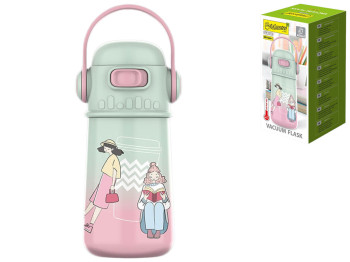 Термокружка детская Maestro Girls, сталь нержавеющая, пластик, 400мл, 18х8см, цвет зелёно-розовый