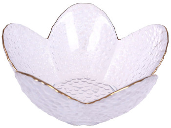 Салатник стеклянный Flower прозрачный с золотым ободком, D11,5х5,5см