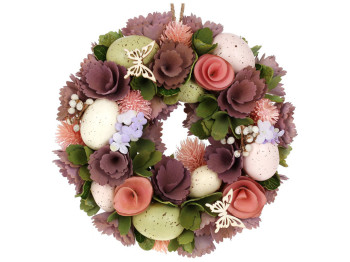Декоративный пасхальный венок, 24см, цвет - пепел розы
