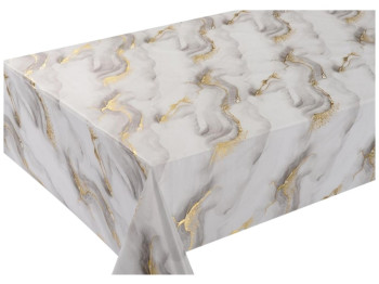 Клеенка Marble, на тканевой основе, ПВХ, 1,37×20м, дизайн светло-серый с золотом (цена за рулон)
