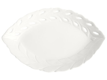 Блюдо Led leaf lace, 25.5×16 см, овальная форма, цвет белый