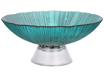 Фруктовница на ножке Fleur, 24,5х10,8см, цвет - изумрудный с золотым ободком