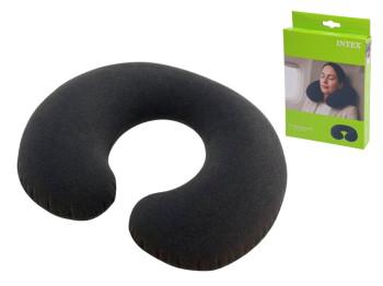 Подушка надувна Intex 68675, флокована, 36×30×10см, колір темно-сірий