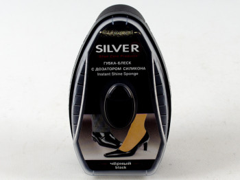 Губка-блеск для обуви "Silver" с дозатором силикона (черный цвет) 6мл