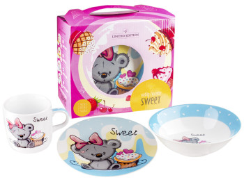Набір посуду дитячого фарфор. Limited Edition "Sweet bear" 3 предмети (чашка, тарілка, супник) 04287