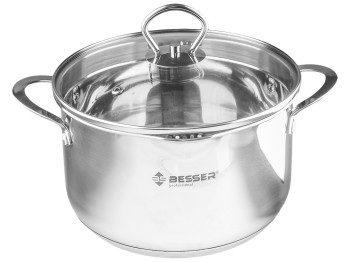 Кастрюля Besser Largo с крышкой, все типы плит, отверстия для слива, капсульное дно D20см, 3,6л