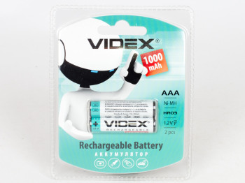 Аккумулятор Videx Rechargeable AAA 1000 mAh (цена за блистер 2 шт) 4820118291789