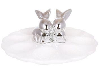 Керамічна тарілка для яєць з кроликом, 20,2×20,2×8,5см