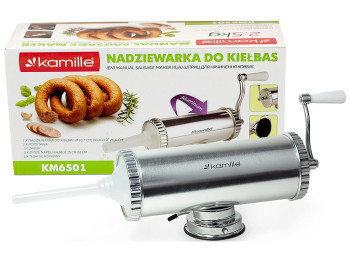 Шприц для начинения колбас Kamille алюминиевый с силиконовыми насадками (15см, 19см, 22см)