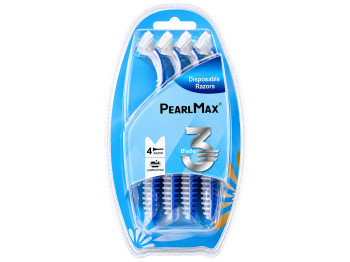 Бритвы одноразовые мужские PearlMax со смазывающей полоской, 4 шт, 3 лезвия