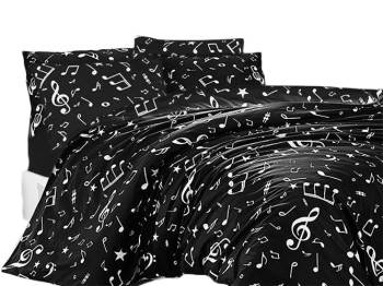 Простынь 100% хлопок Музыка ноты черная 208х220см