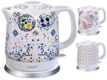 Чайник электрический Maestro керамический с узором (дисковый нагреватель), 1200Вт 1,5л