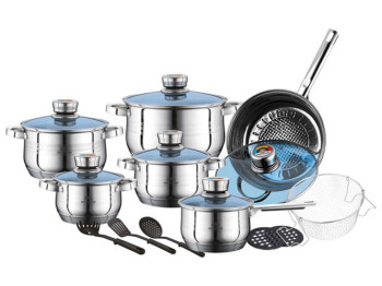 Набор посуды Benson, из нержавеющей стали (цена за набор 18 предметов)