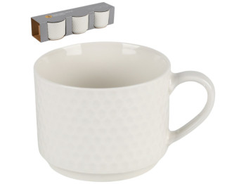 Чашка Honeycomb, порцеляна, 250мл, колір білий (ціна за набір 3шт)